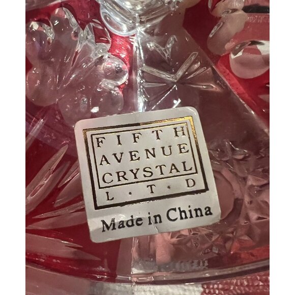 Fifth Avenue 24% Lead Crystal Rosaline Candle Holders Ruby 5” Beautiful Pair - Picture 3 of 3